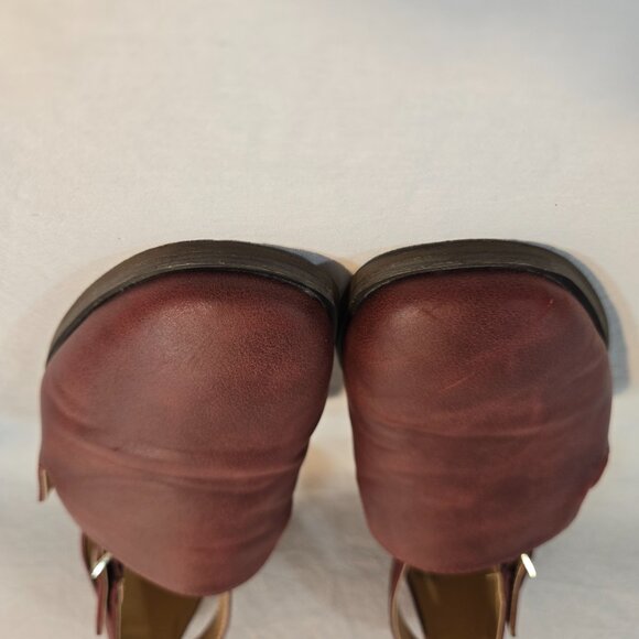 JOURNEE COLLECTION LORETA Wine Vegan Leather Ankle Strap Loafer Flat Shoe Size 8 - Picture 7 of 16